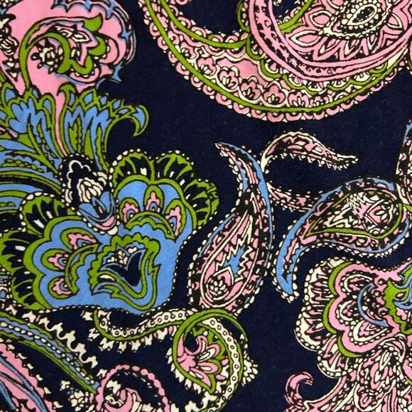 Talbots Navy Multi Paisley Surplice V-Neck SS Fit and Flare Midi Dress Size M - Picture 8 of 11